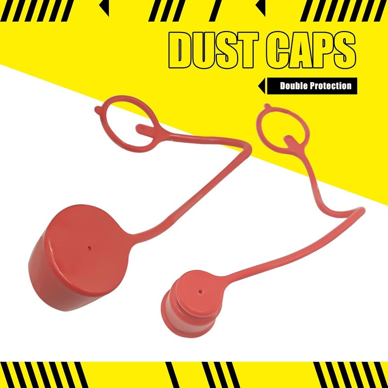 LOSTAR 90 Degree Flat Face Hydraulic Quick Connect Coupler Set for Skid Steer, Heavy-Duty Carbon Steel Fittings with Elbow 3/8" JIC Male Thread and Dust Cap - Image 5